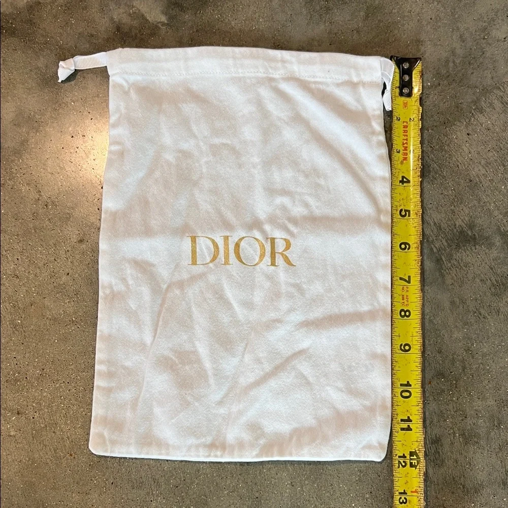 Authentic Dior White Drawstring Pouch with Gold Logo